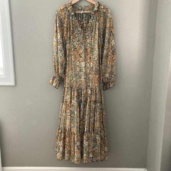 Free People Feeling Groovy Maxi Dress - Floral - Black Gold - Small - Picture 4 of 11